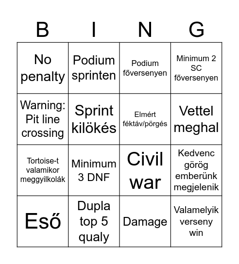 Szingapúr Bingo Card