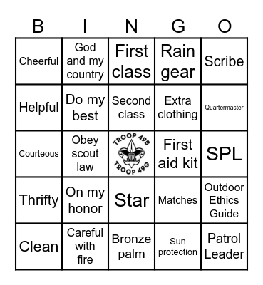 BSA Troop 49 Bingo Card