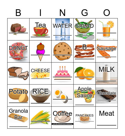 FOODS for Foreign Language Bingo Card