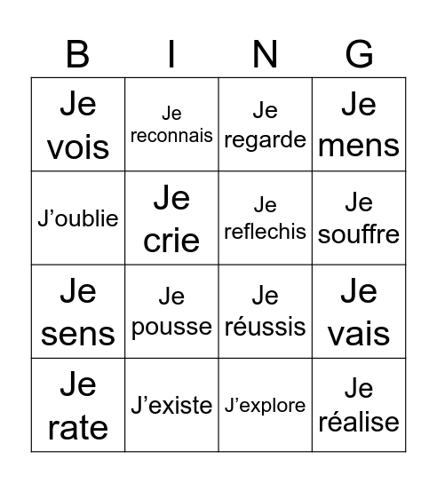 C'est moi!!!!!2 Bingo Card