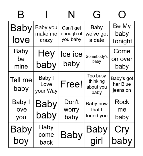 BUNCH OF BABIES Bingo Card