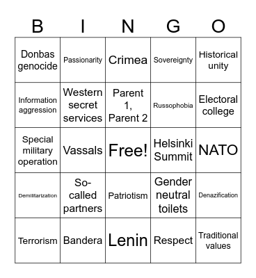 Carlson-Putin Bingo Card