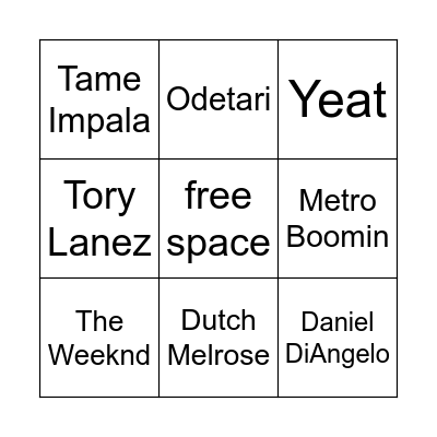 songs bingo ✮⋆˙ Bingo Card