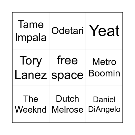 songs bingo ✮⋆˙ Bingo Card