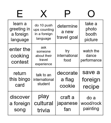 World EXPO Bingo Card