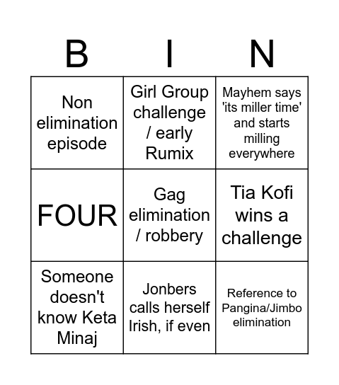 UKVTW2 BINGO EXTRAVAGANZA Bingo Card