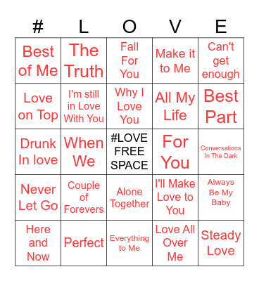 Love Songs for Love Birds Bingo Card