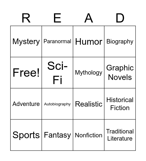 Genre Bingo Card