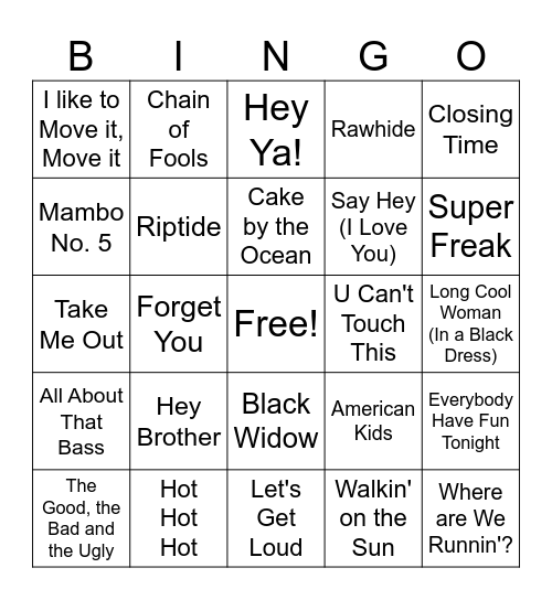Rise Singo Bingo Card