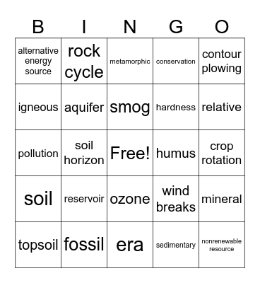 Chapter 6 - Science Bingo Card