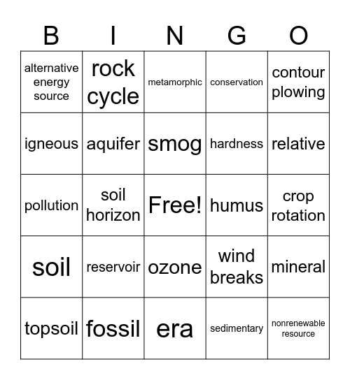 Chapter 6 - Science Bingo Card