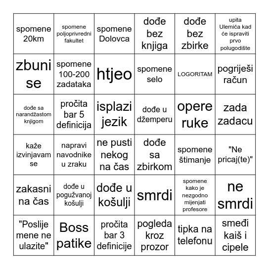 JALE BINGO Card