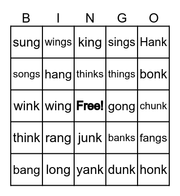 Spelling Bingo Unit 7 Wk1-3 Bingo Card