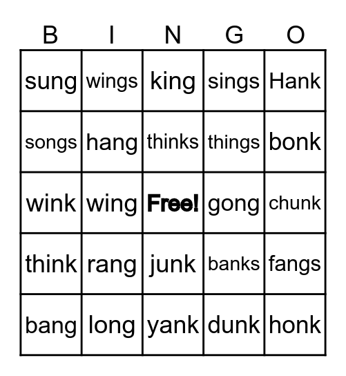Spelling Bingo Unit 7 Wk1-3 Bingo Card