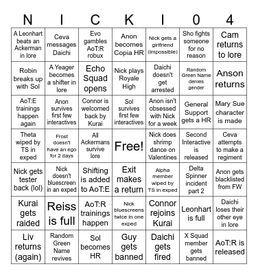 2024 Kurai Bingo Card