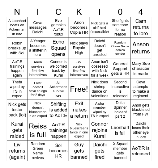 2024 Kurai Bingo Card