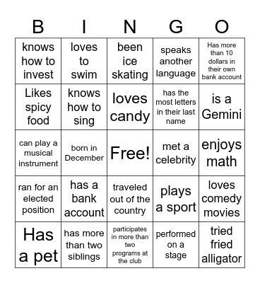 Wealth Builders Bingo Card