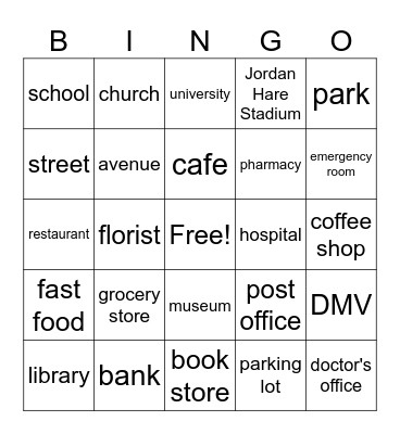 Places in Auburn Bingo Card