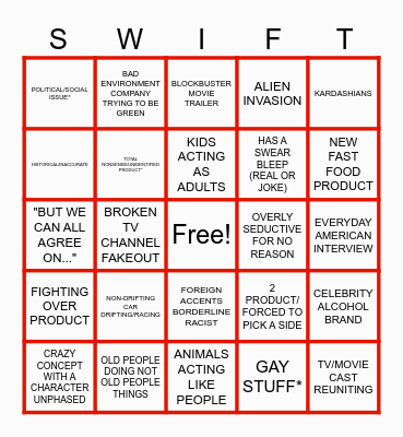 SUPER BOWL 58 AD BINGO Card