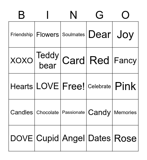 Valentine day bingo Card