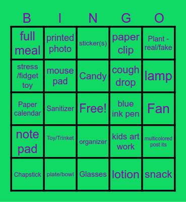 Desk Bingo Card