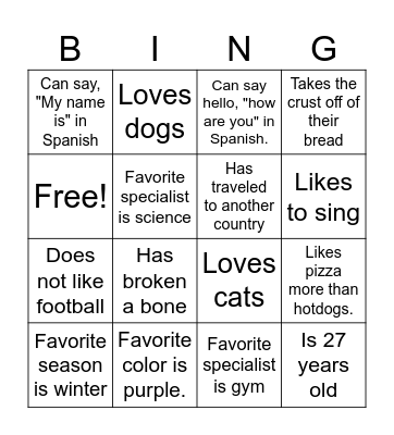 Fun bingo Card