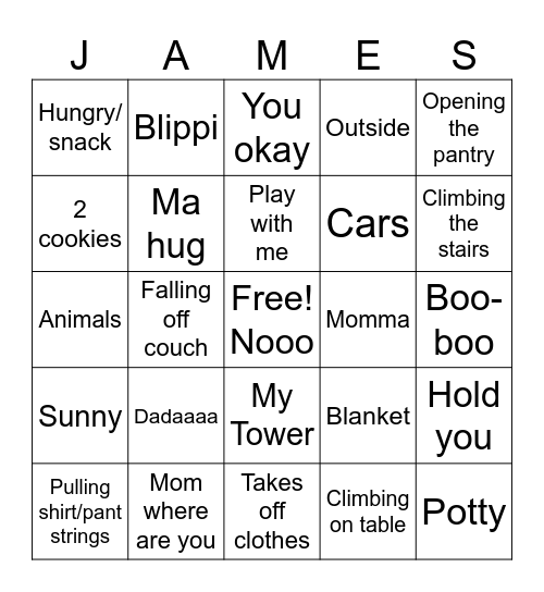 James BINGO Card