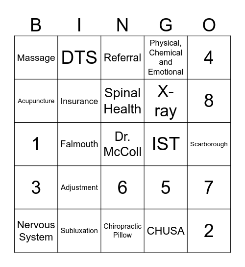 Family Chiropractic Associates Bingo Card