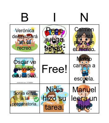 Bingo de tiempos verbales Bingo Card