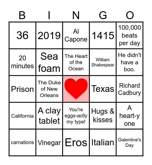 Valentine's Edition! Bingo Card