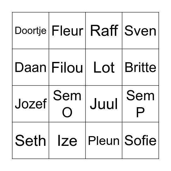 Bingo groep 5 Bingo Card