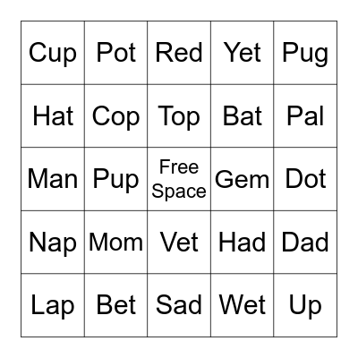 CVC Bingo Card