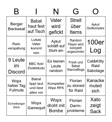 SoD Phase 2 Bingo Card