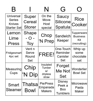 Tupperware Scavenger Bingo Card