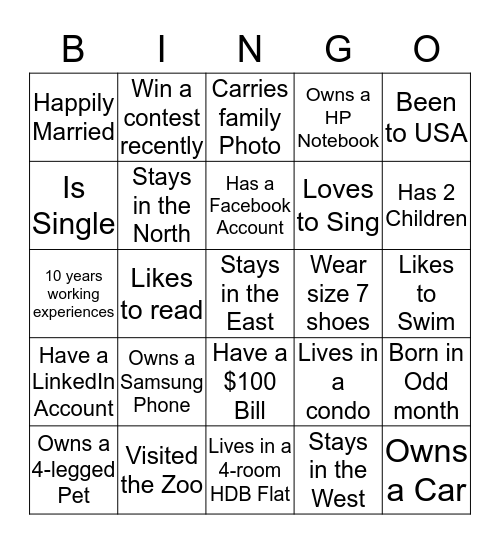 The People Bingo Card