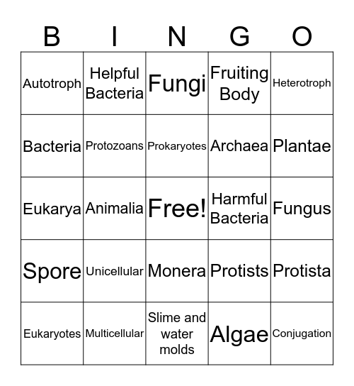 Classification of Life Science 7 Bingo Card
