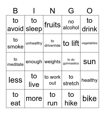 Gesundheit Bingo Card