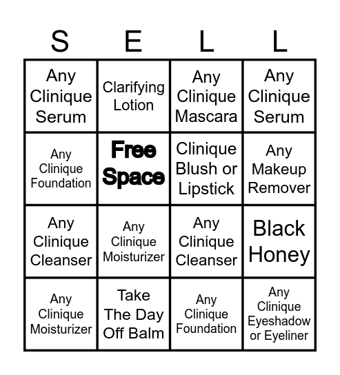 Clinique Bingo Card