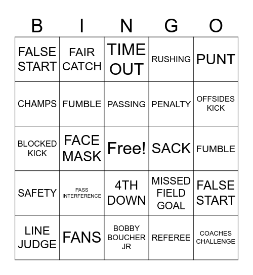 SUPER BOWL 2023 Bingo Card