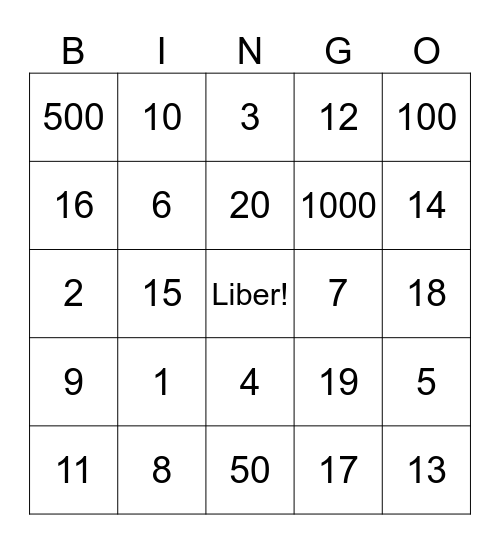 Vinco Bingo Card