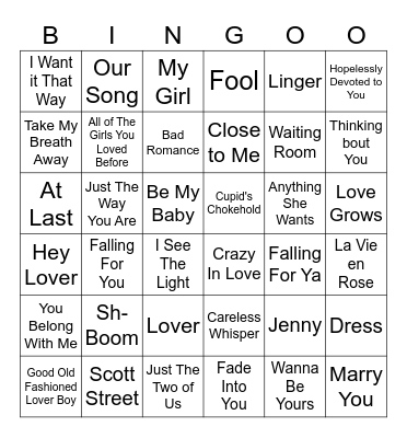 Valentine's Bingoo ❤︎ Bingo Card