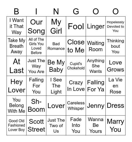 Valentine's Bingoo ❤︎ Bingo Card