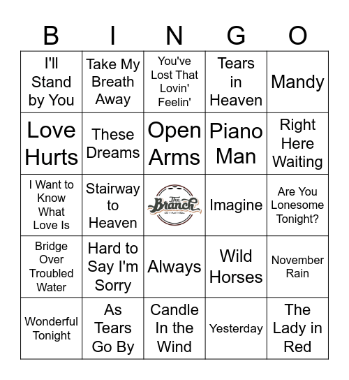 Big Ballads Bingo Card