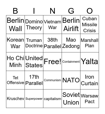 Cold War Review Bingo  Bingo Card