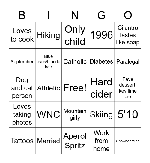 Hailey Bingo Card