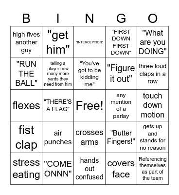 BRENDA DRIVE'S SUPERBOWL BINGO Card