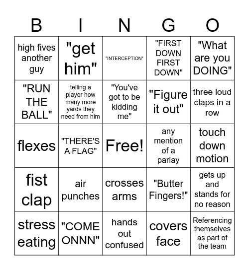 BRENDA DRIVE'S SUPERBOWL BINGO Card