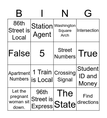 Travel Training Bingo!!    2 Bingo Card