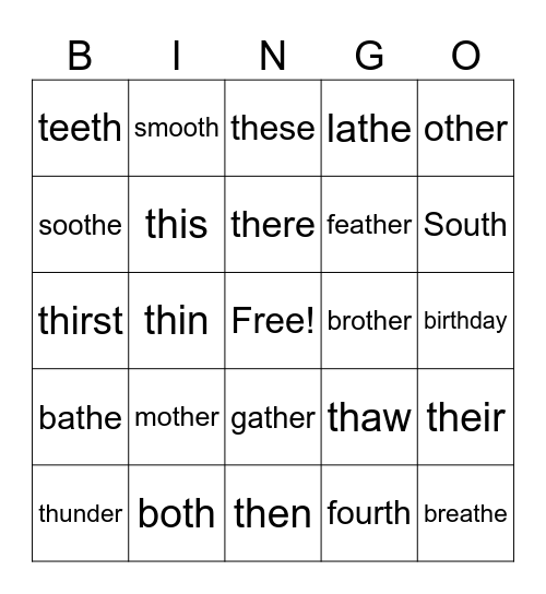 TH Bingo Card