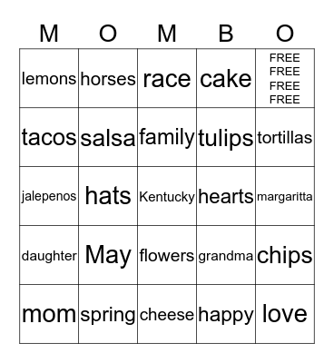 Kentucky de Madre Bingo Card